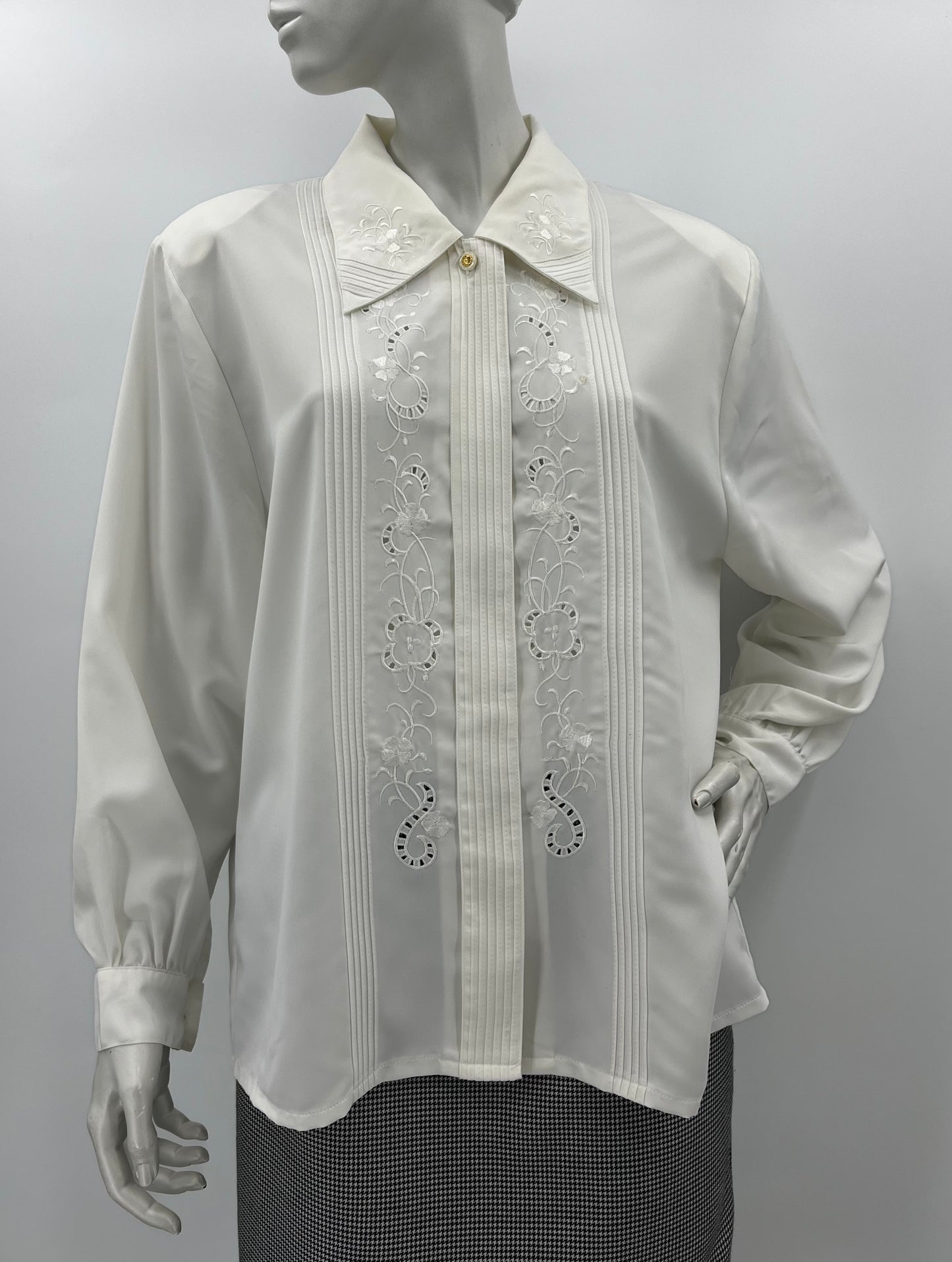 Hon World, valkoinen paitapusero, 90-luku, koko 40-42