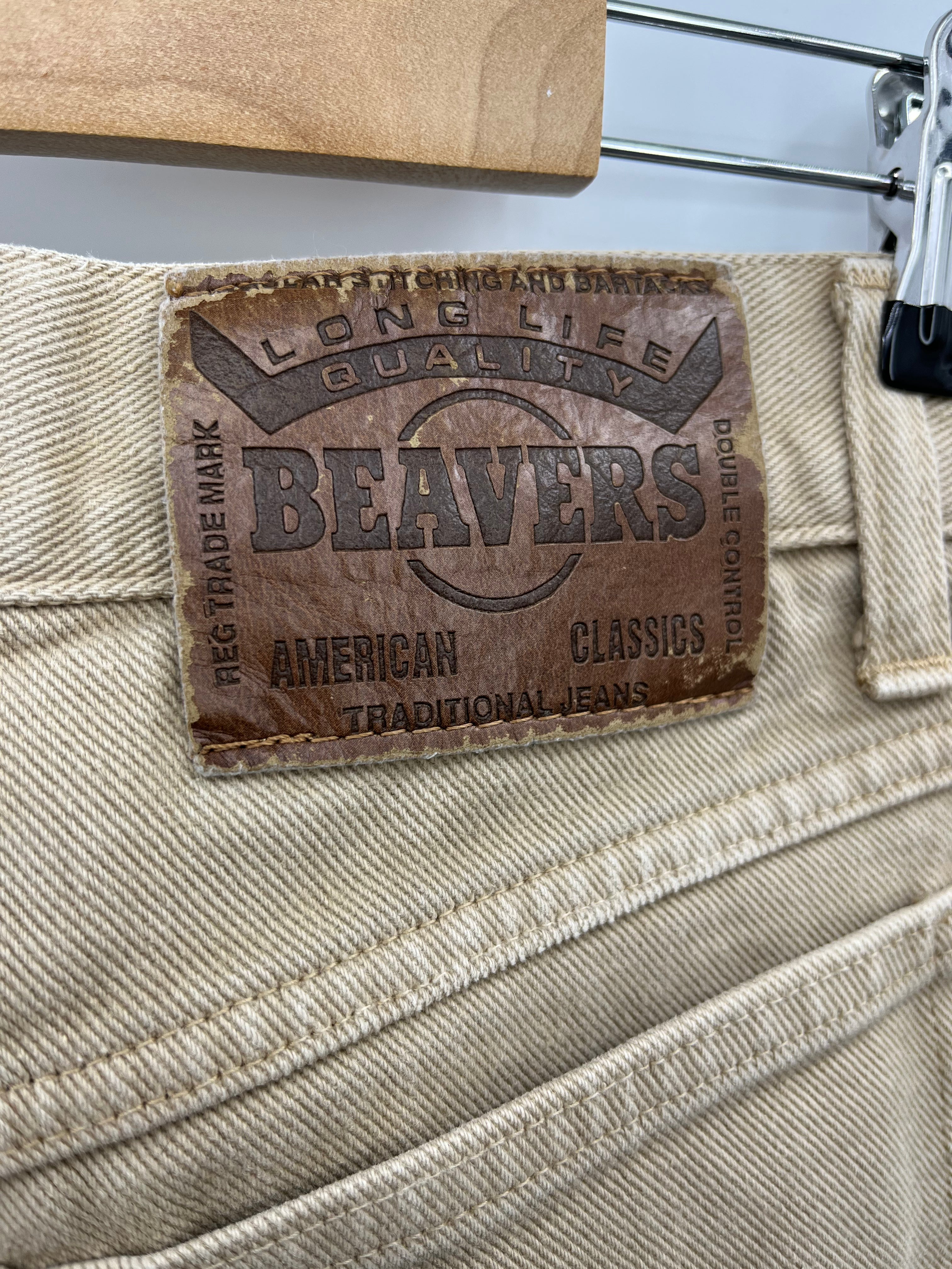 Beavers, light beige jeans, 80s, waist 70cm, size 34-36