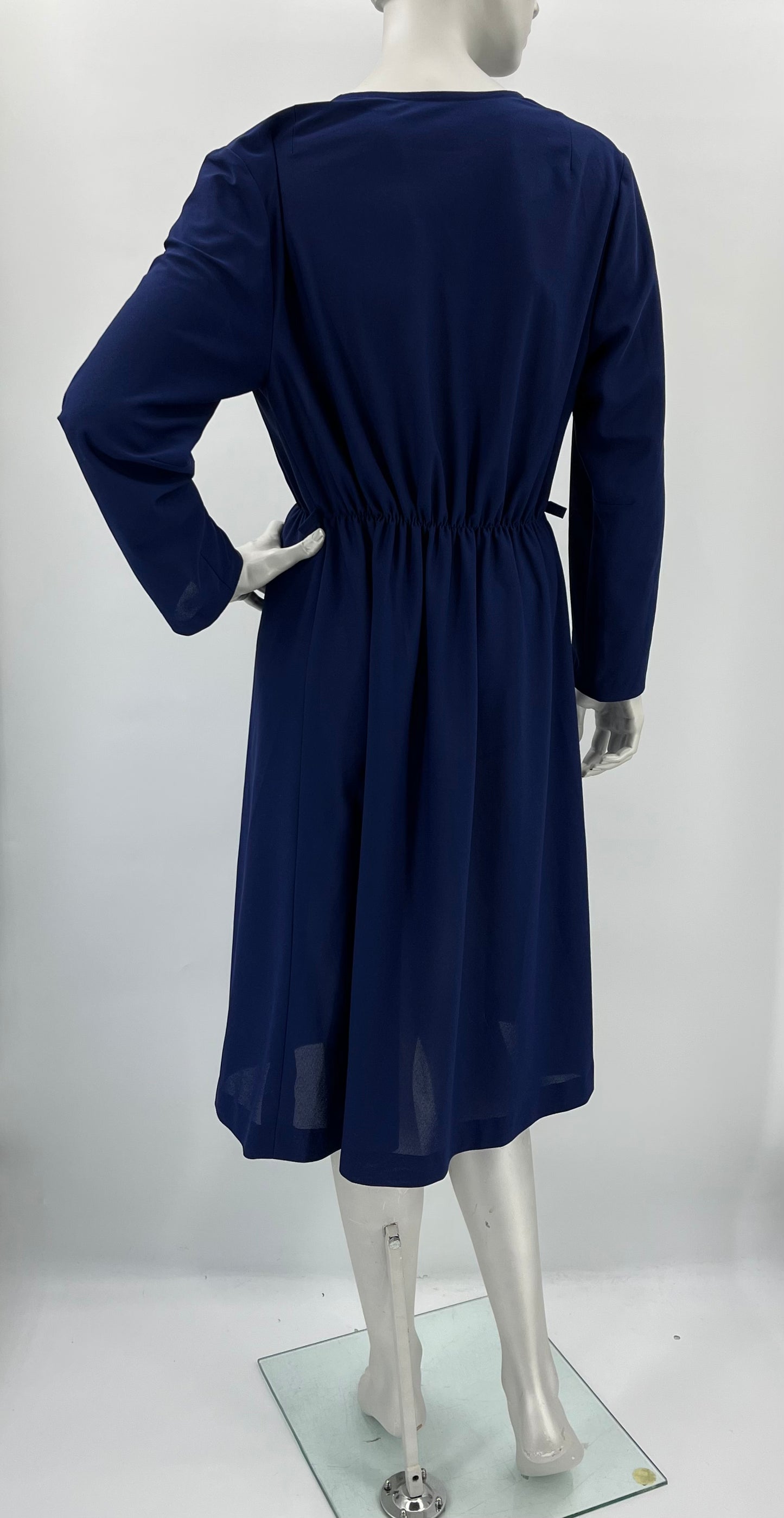 Muoti-Herrala, tummansininen mekko, 80-90-luku, koko 38-40