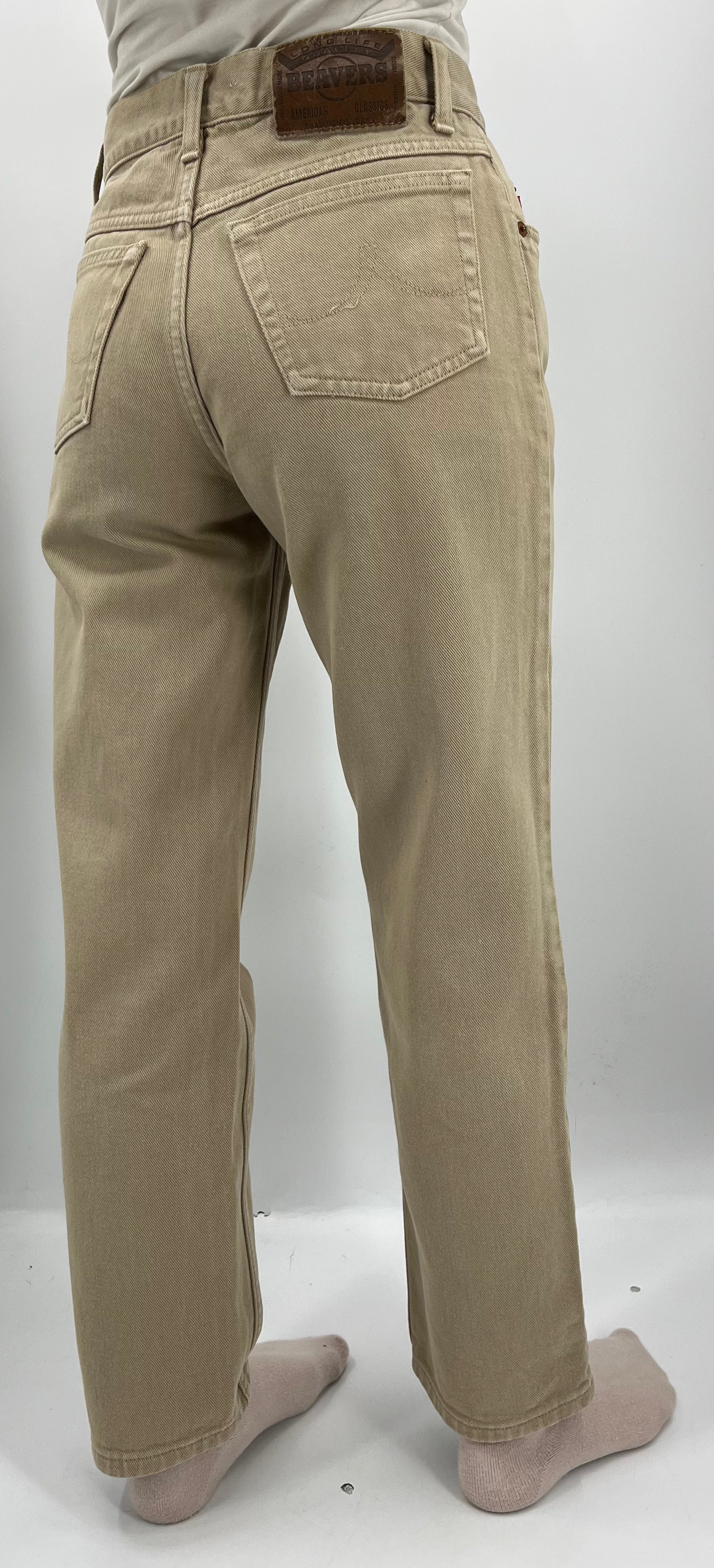 Beavers, light beige jeans, 80s, waist 70cm, size 34-36