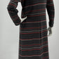 Raidallinen mekko, harmaa-punainen, 70-80-luku, koko 38-40