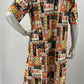 Ruutukuvioinen A-linjainen mekko, 80-90-luku, koko 42