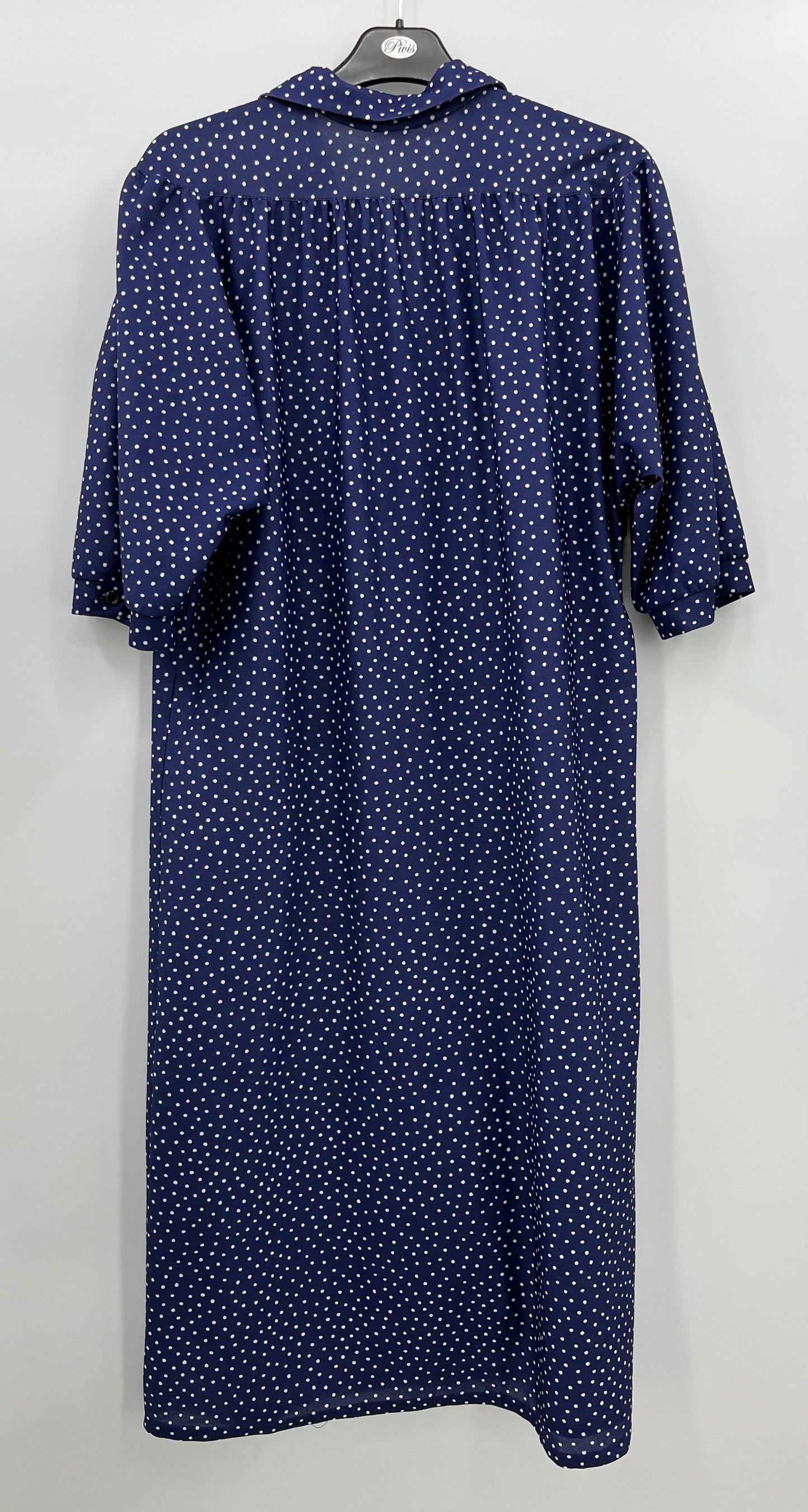 Muoti-Herrala, tummansininen mekko, 80-luku, koko 42-44